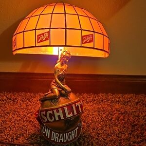 Schlitz Collectible Lamp with Orange Shade